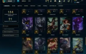 Platina 4 com 65 Champs e 18 Skins