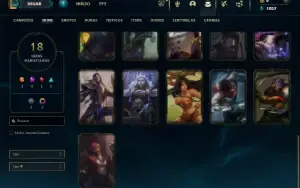 Platina 4 com 65 Champs e 18 Skins