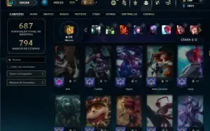 Unranked com TODOS os champs e 348 Skins