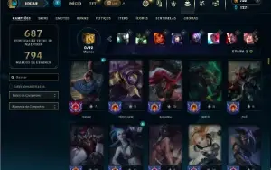 Unranked com TODOS os champs e 348 Skins
