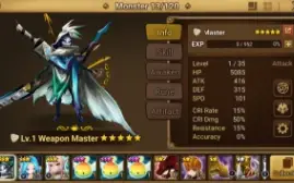 Conta Sw Reroll Weapon Master Light (Benedict)