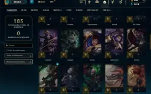 Ouro 4 com 60 Champs e 22 Skins + 1 Fragmento