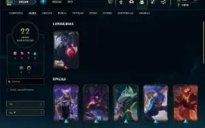 Ouro 4 com 60 Champs e 22 Skins + 1 Fragmento