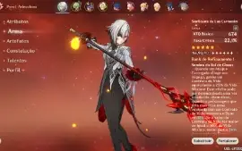 Arlechino + Biss, Furina e Jean e 4 armas T5