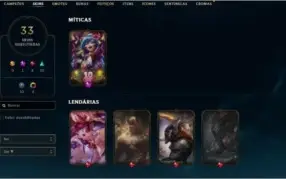 Conta league of legends 33 skins 4 lendárias 2 vitoriosas