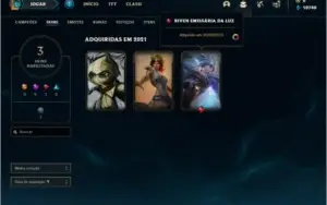Conta platina 2 com 3 skins e 22 champs