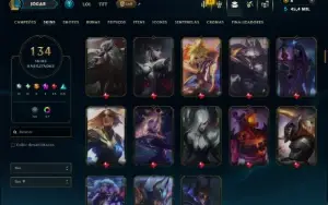 Ouro 4 com TODOS os Champs e 134 Skins ( MAIN JG )