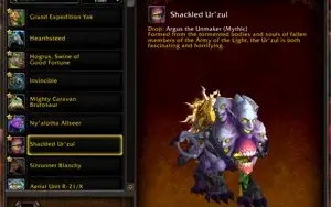 SHADOWLANDS C/, MOUNT BRUTOSSAURO. TIER3 DRUID, RARE TABARDS