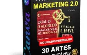 Pack Canva Marketing Digital Dourado e Vermelho Vol 3