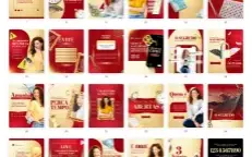 Pack Canva Marketing Digital Dourado e Vermelho Vol 3