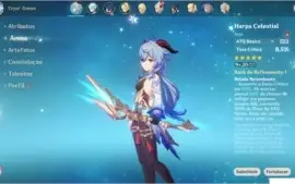 Conta Genshin Impact Iniciante Ganyu+Harpa Celestial AR15