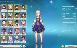 Conta genshin, 13, 5 estrelas com 9 armas, 5 estrelas