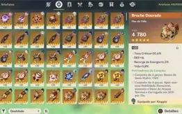 Conta genshin, 13, 5 estrelas com 9 armas, 5 estrelas