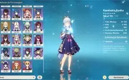 Conta genshin, 13, 5 estrelas com 9 armas, 5 estrelas