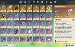 Conta genshin, 13, 5 estrelas com 9 armas, 5 estrelas