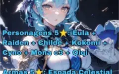 Eula + Raiden + Childe + Kokomi + Cyno + Mona c3 + Qiqi AR55