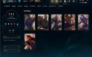 Unranked com TODOS os champs e 141 Skins ( SUP / MID / JG )