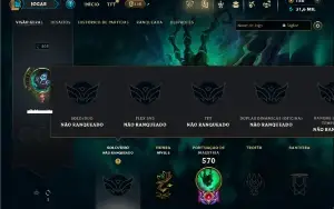 Unranked com TODOS os champs e 141 Skins ( SUP / MID / JG )