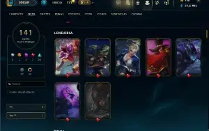 Unranked com TODOS os champs e 141 Skins ( SUP / MID / JG )