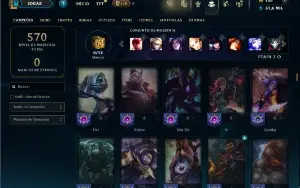 Unranked com TODOS os champs e 141 Skins ( SUP / MID / JG )