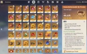 Conta 45 End Game, Artefatos armas e personagens upados