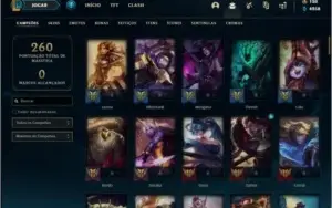 Conta unranked MAIN SUP com 107 skins e 103 champs