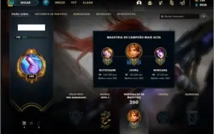Conta unranked MAIN SUP com 107 skins e 103 champs