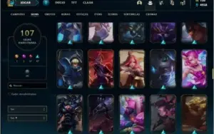 Conta unranked MAIN SUP com 107 skins e 103 champs