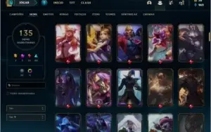 Conta ouro 4 com 135 skins e 147 champs