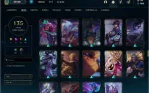 Conta ouro 4 com 135 skins e 147 champs