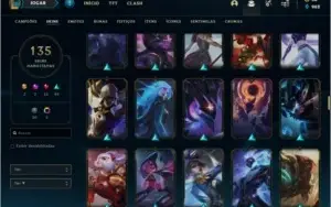Conta ouro 4 com 135 skins e 147 champs