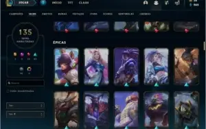 Conta ouro 4 com 135 skins e 147 champs