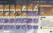 13 armas 5* + 12 personagens 5* + 5 constelações