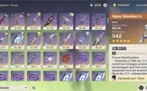 13 armas 5* + 12 personagens 5* + 5 constelações