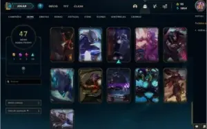 V > Atual Prata3 com 47 skins e 84 champs(Gold4 na passada)