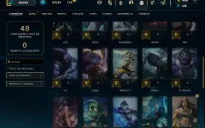 Platina 4 com 40 Champs e 10 Skins + 1825 RP