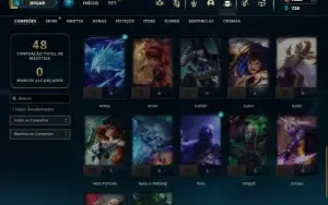 Platina 4 com 40 Champs e 10 Skins + 1825 RP
