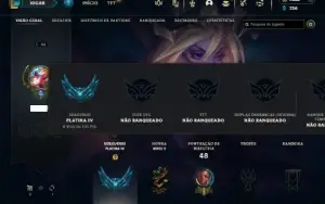 Platina 4 com 40 Champs e 10 Skins + 1825 RP