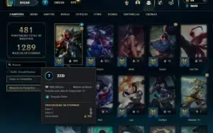 Ouro 4 com TODOS os champs e 211 Skins + 888k de Zed