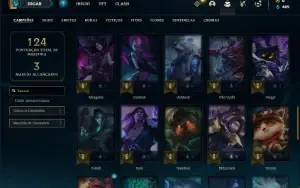 Conta Unranked com 55 Champs e 12 Skins + 2 Fragmentos
