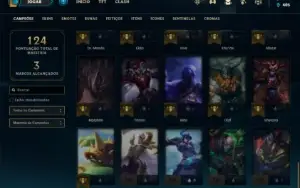 Conta Unranked com 55 Champs e 12 Skins + 2 Fragmentos