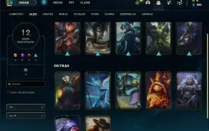 Conta Unranked com 55 Champs e 12 Skins + 2 Fragmentos
