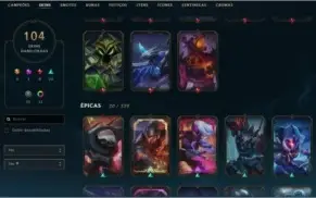 Conta Plat 4 da Season 2 / 104 skins / faltando 7 champs