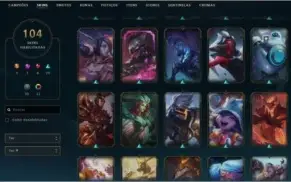 Conta Plat 4 da Season 2 / 104 skins / faltando 7 champs