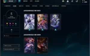 Conta ouro 1 baratinha com 5 skins e 39 champs