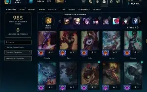 Platina 1 com TODOS os champs e 522 Skins + 200 Cromas