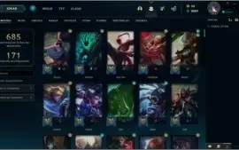 Conta LOL lvl 414 com 265 skins platina 2