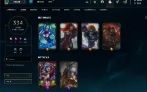 Conta Unranked com TODOS os champs e 334 Skins ( MAIN SUP )