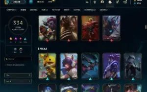 Conta Unranked com TODOS os champs e 334 Skins ( MAIN SUP )