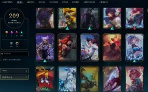 Unranked com TODOS os champs e 208 Skins ( MID / ADC / SUP )